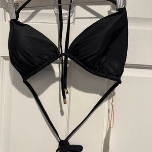 Black Women's Quince Italian Halter Bikini Top